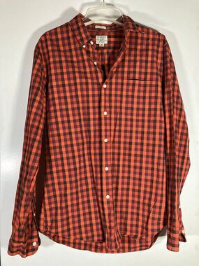 J. CREW Organic Cotton • Red Plaid Long Sleeve Button Down Shirt, Slim (M)